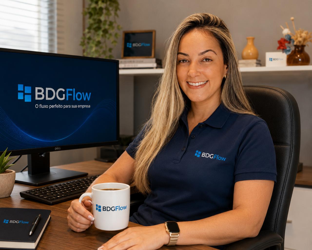 Consultora BDGFlow em ambiente corporativo